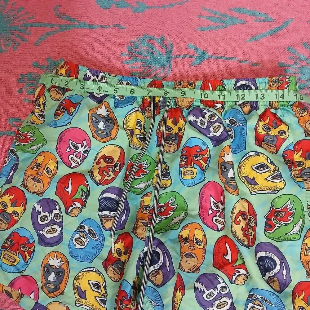 Boardies mens medium multi color swim trunks board shorts ski mask spruce green